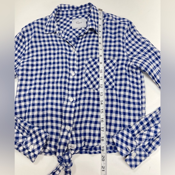 Rails Women's Blue Gingham Val Linen Blend Tie Front
Blouse Size XS Long Sleeve - Picture 9 of 15